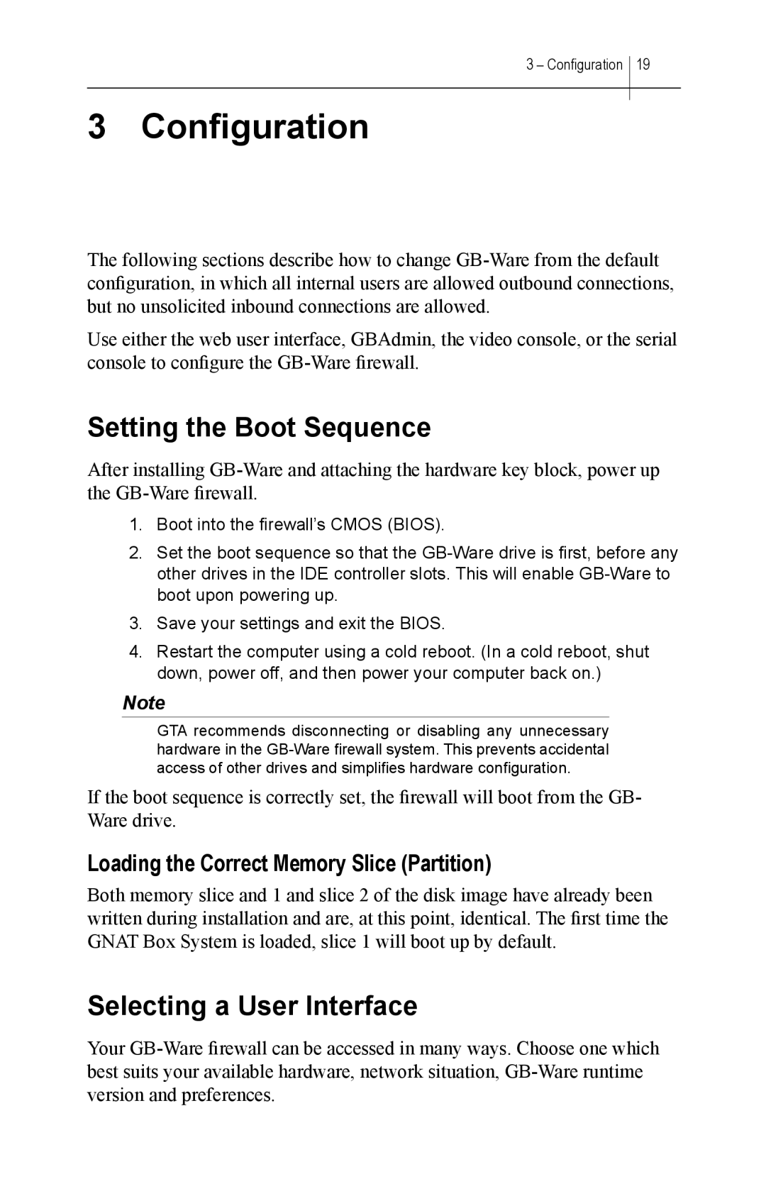 Global Technology Associates GBWA200501-01 manual Setting the Boot Sequence, Selecting a User Interface 