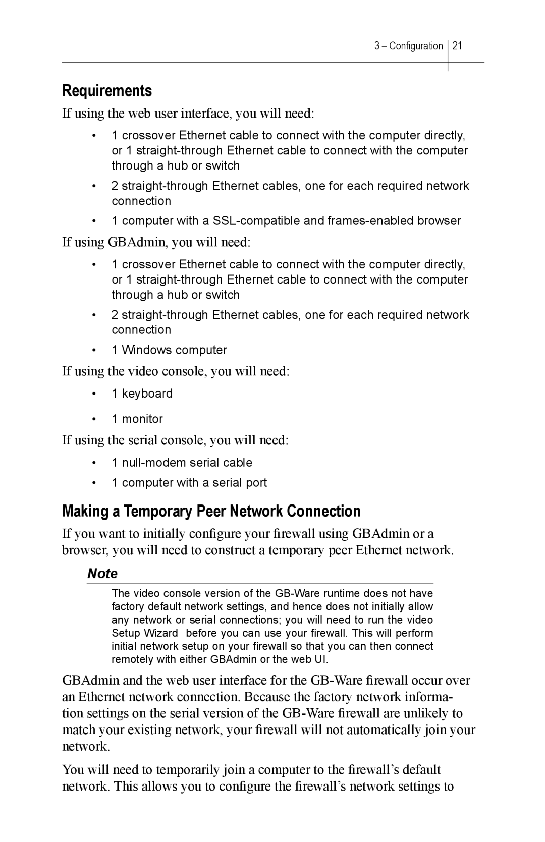 Global Technology Associates GBWA200501-01 manual Making a Temporary Peer Network Connection 