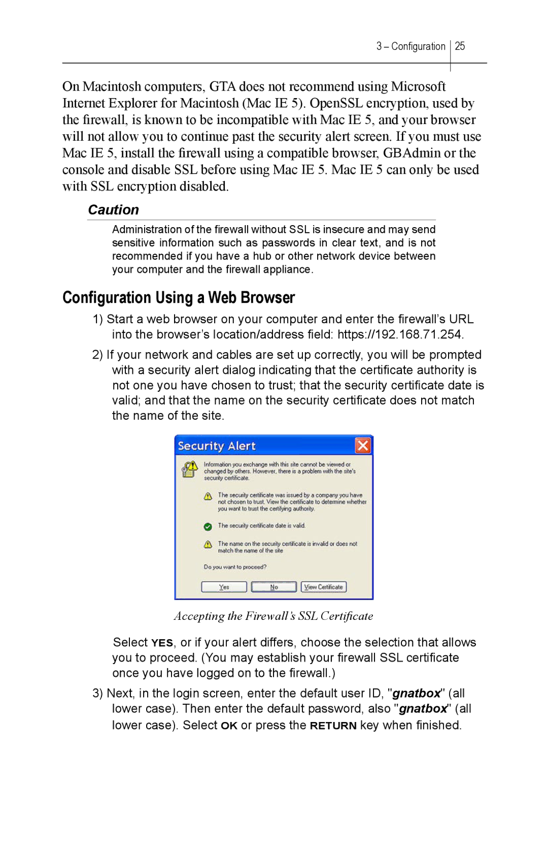 Global Technology Associates GBWA200501-01 manual Configuration Using a Web Browser 