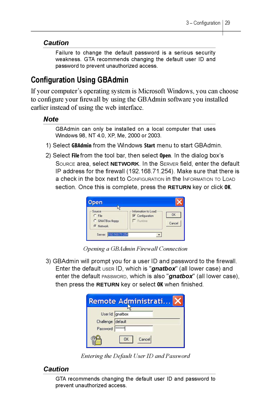 Global Technology Associates GBWA200501-01 manual Configuration Using GBAdmin 