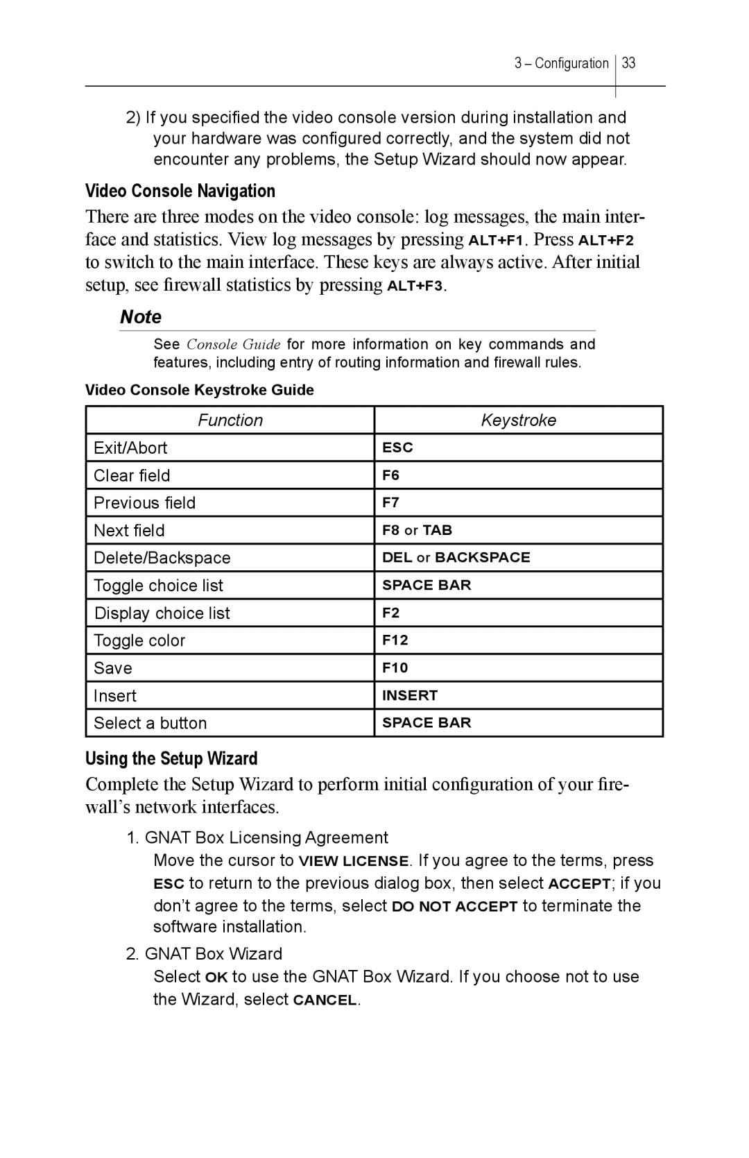 Global Technology Associates GBWA200501-01 manual Video Console Navigation, Using the Setup Wizard 