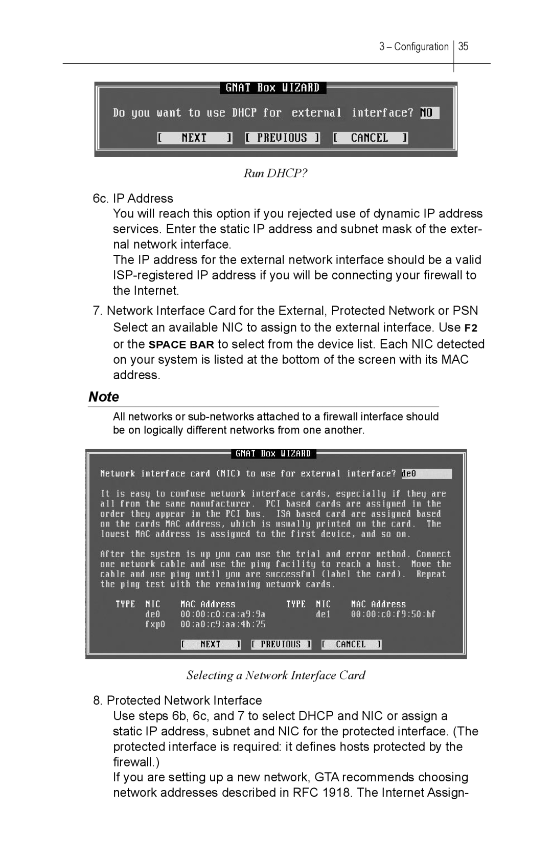 Global Technology Associates GBWA200501-01 manual Run DHCP? 