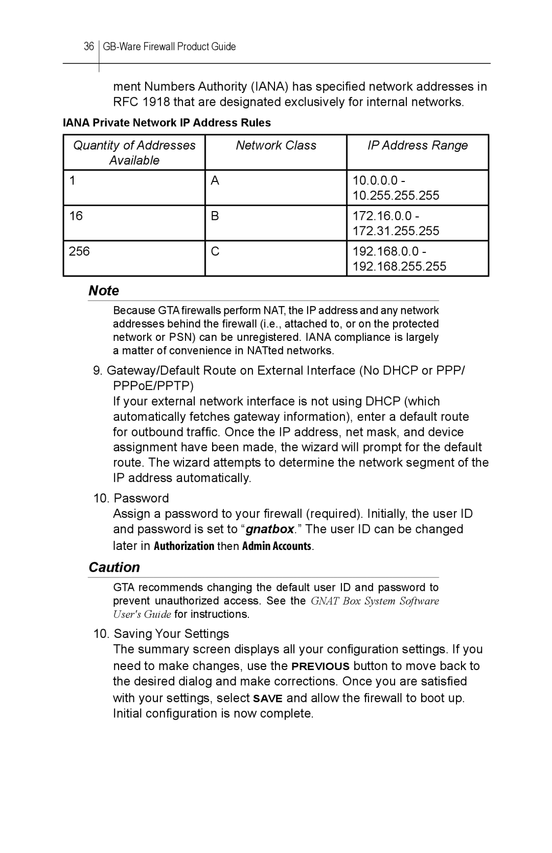 Global Technology Associates GBWA200501-01 manual Quantity of Addresses Network Class IP Address Range 