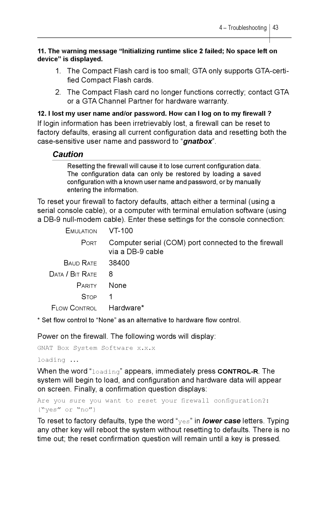 Global Technology Associates GBWA200501-01 manual Power on the ﬁrewall. The following words will display 