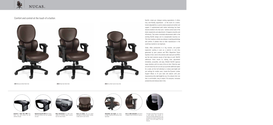 Global Upholstery Co 2031-3, 2032-3, 2033-3 specifications Comfort and control at the touch of a button 