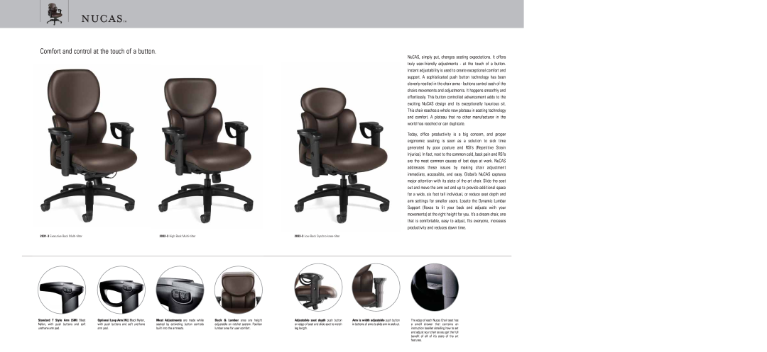 Global Upholstery Co 2031-3, 2032-3 Comfort and control at the touch of a button, nucastm, Executive Back Multi-tilter 