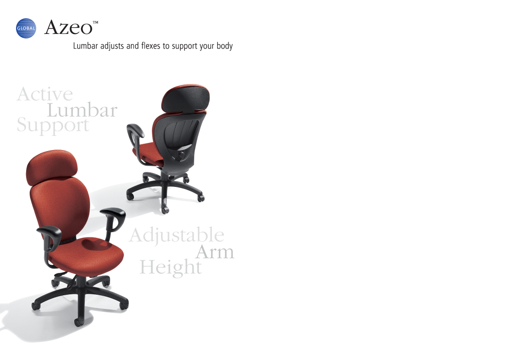 Global Upholstery Co 2051-4, 2057-6, 2050-3 specifications Active, Support Adjustable, Height, Azeo, Lumbar 