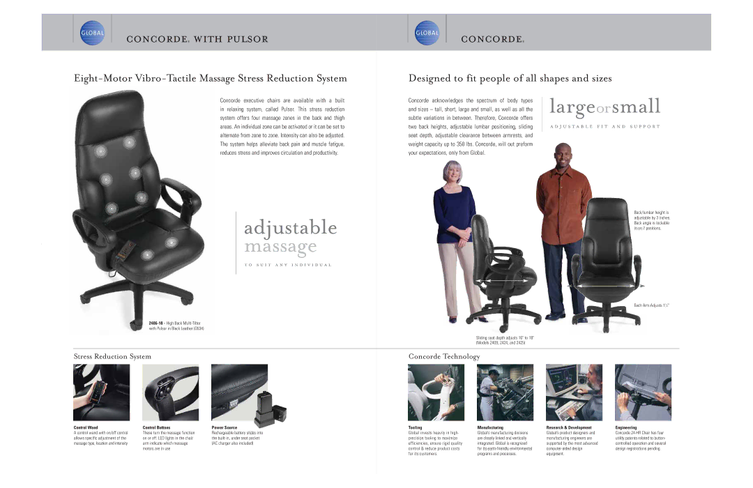 Global Upholstery Co 2406-18, 2425, 2409, 2424, 2400-18 brochure Largeorsmall, Concorde with pulsor, Stress Reduction System 