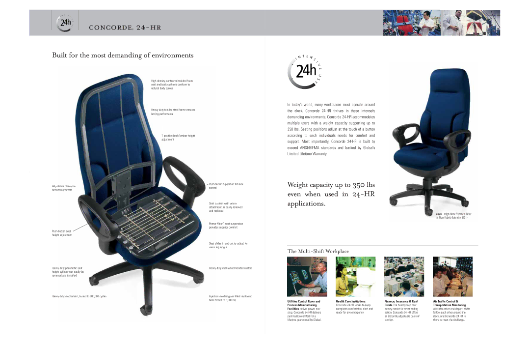 Global Upholstery Co 2400-18, 2425, 2409, 2424, 2406-18 Concorde 24-hr, Multi-Shift Workplace, Transportation Monitoring 