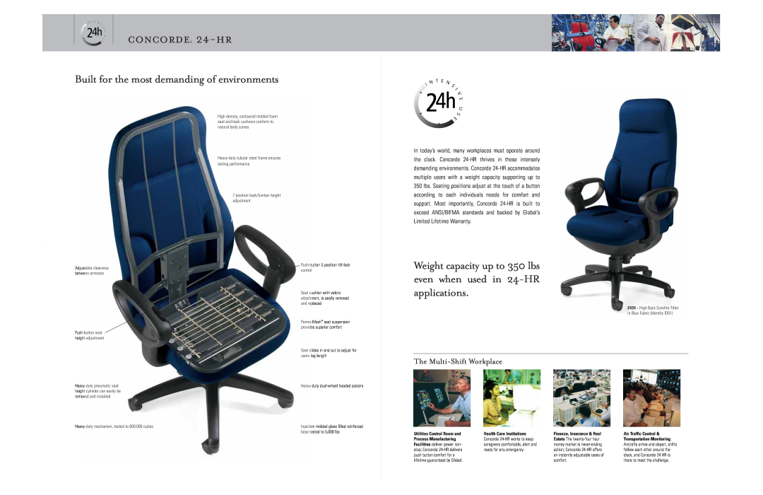 Global Upholstery Co 2400-18 concorde 24-hr, Built for the most demanding of environments, The Multi-ShiftWorkplace, 24h S 