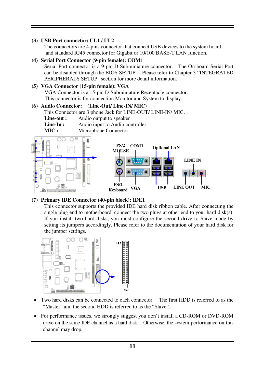 Global Upholstery Co 2807840 user manual USB Port connector UL1 / UL2, Serial Port Connector 9-pin female COM1 