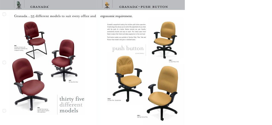 Global Upholstery Co 3212, 3108-4, 3105-1, 3106-7, 3262, 3255 specifications Granada Granada-push button 