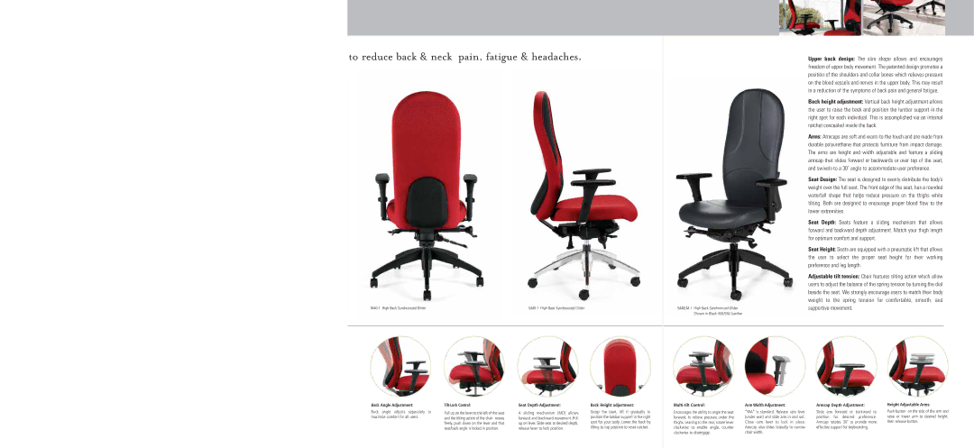 Global Upholstery Co 5440LM-1 Back Angle Adjustment, Tilt-Lock Control, Seat Depth Adjustment, Back Height adjustment 