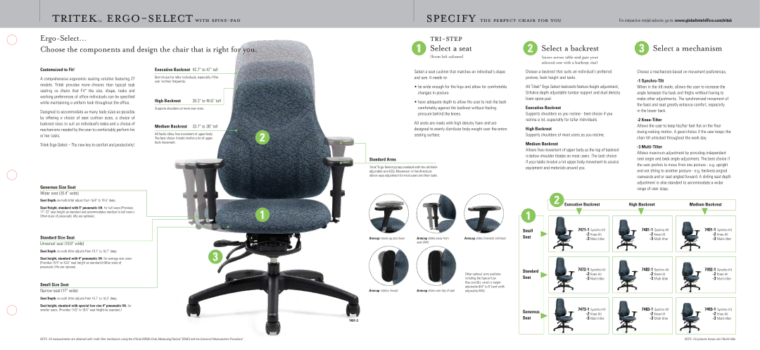 Global Upholstery Co Ergonomic Chair Synchro-Tilt, Executive Backrest, Medium Backrest, Knee-Tilter, Multi-Tilter, 7481-1 