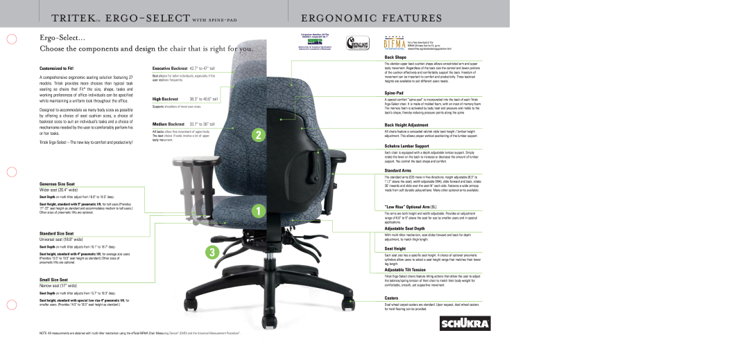 Global Upholstery Co Ergonomic Chair dimensions tritektm ergo-select with spine-pad, ergonomic features 