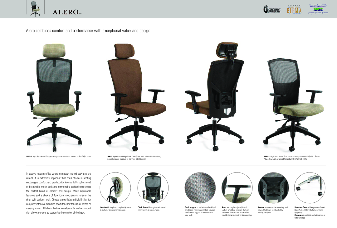 Global Upholstery Co High Back Multi-Knee-Tilter dimensions Casters are available for both carpet or hard surfaces 