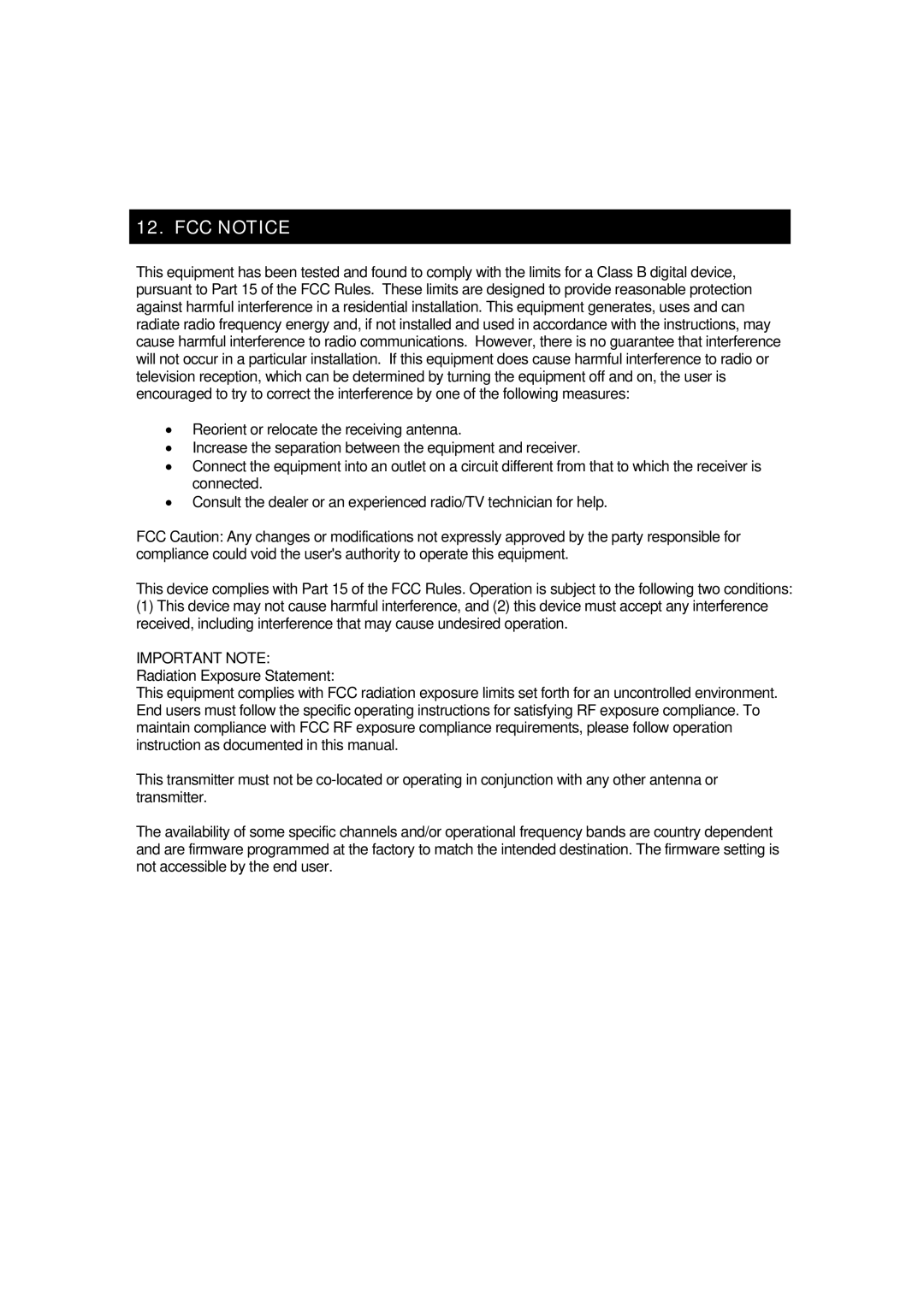 Globalsat Technology ND-100 specifications FCC Notice 