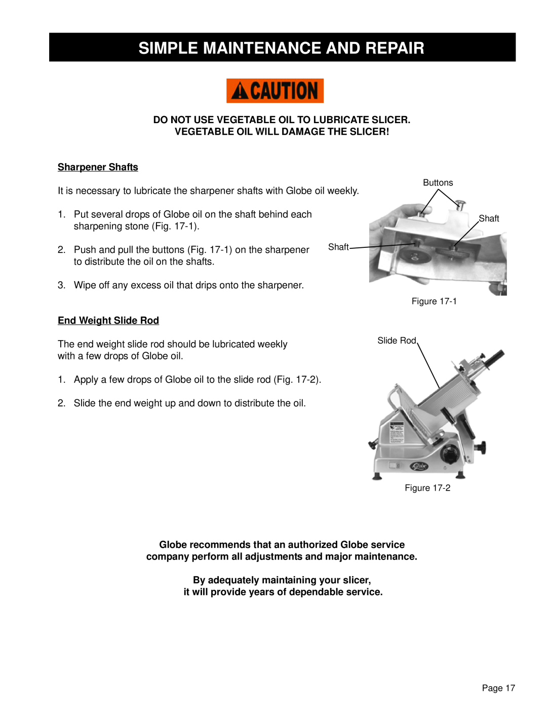 Globe GL12 instruction manual Simple Maintenance And Repair 