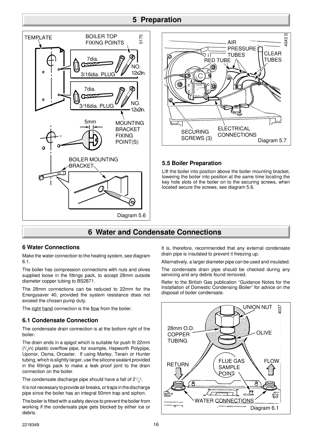 Glowworm Lighting 40 manual Water and Condensate Connections, Water Connections 