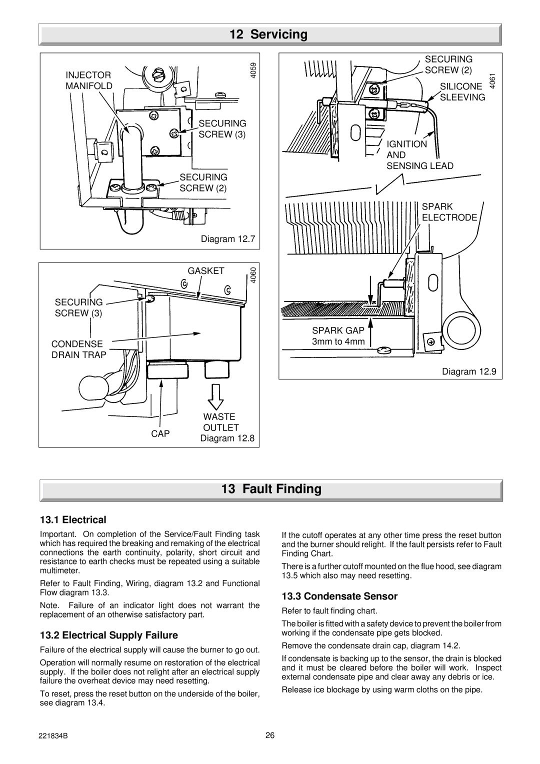 Glowworm Lighting 40 manual Fault Finding, Electrical, Condensate Sensor 