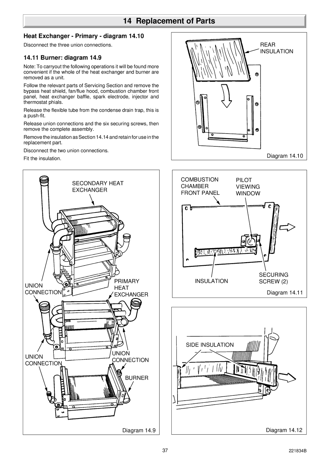 Glowworm Lighting 40 manual Heat Exchanger Primary diagram, Burner diagram 