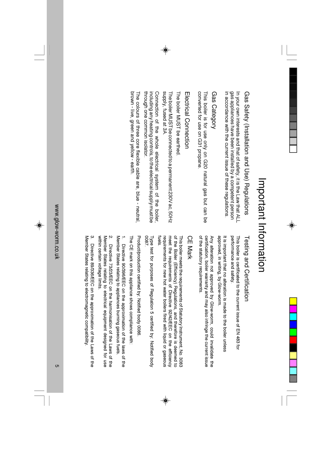 Glowworm Lighting CXI manual Important Information 