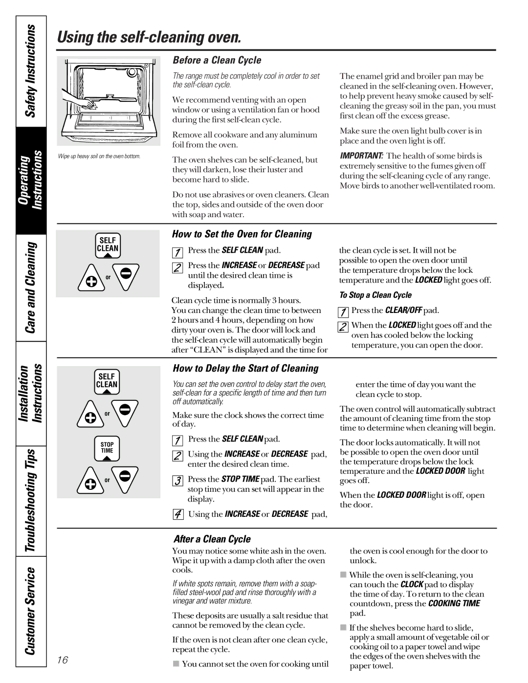 GM JDP40 manual Safety, Before a Clean Cycle, How to Set the Oven for Cleaning, How to Delay the Start of Cleaning 