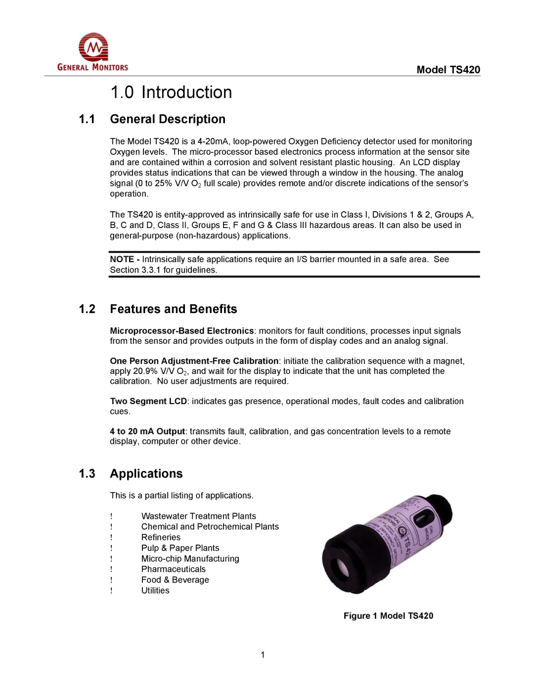 GM MANTS420 manual Introduction, General Description, Features and Benefits, Applications 