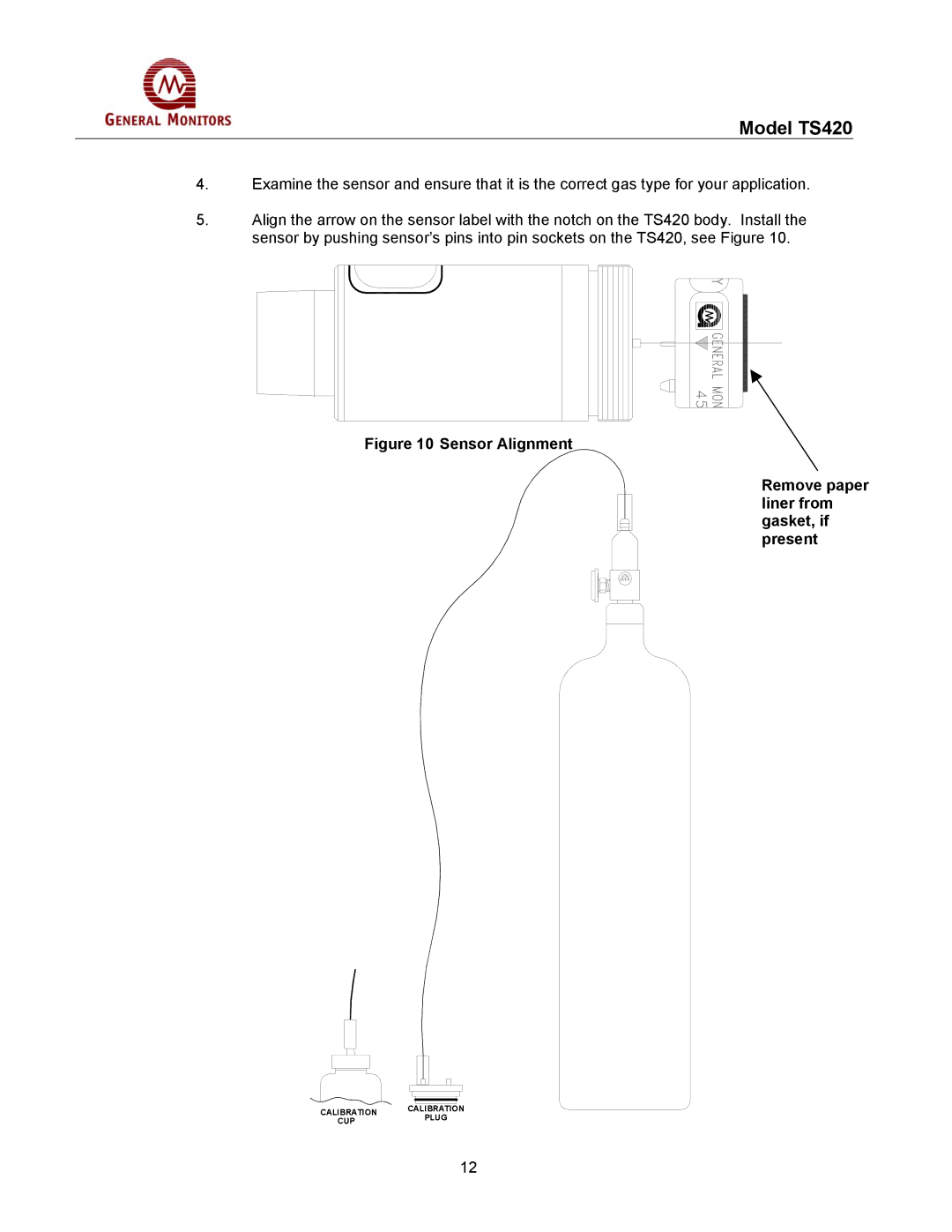 GM MANTS420 manual Sensor Alignment Remove paper liner from gasket, if present 