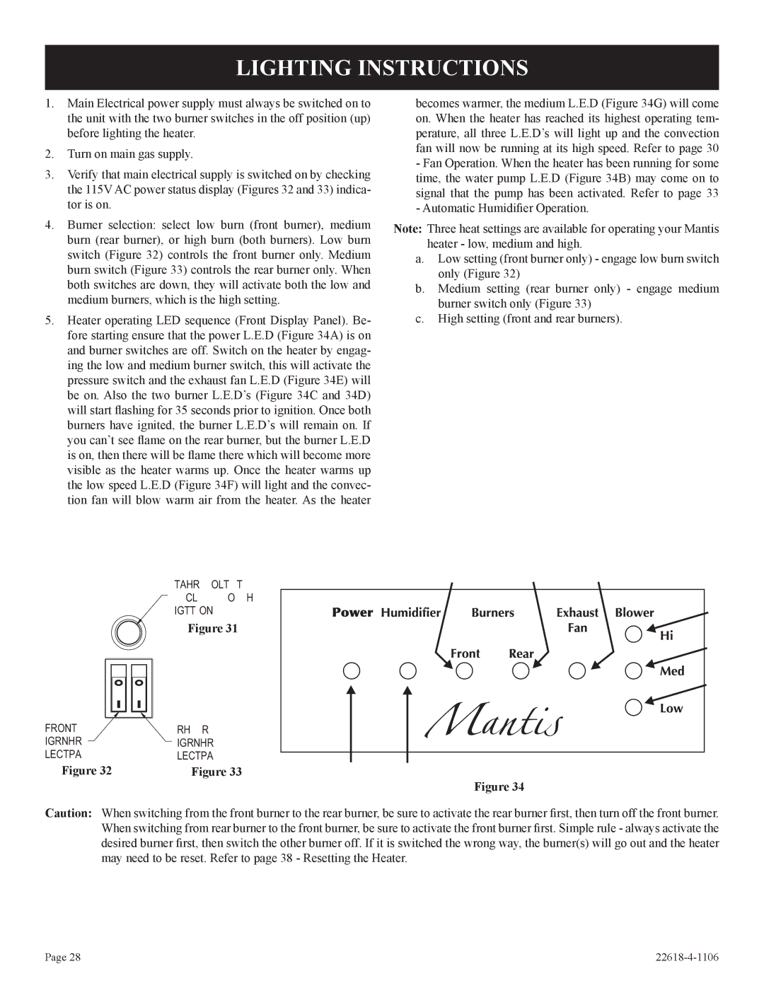 GN National Electric GP)-1, PV-28SV50, PV-28SV55, GN, BP)-1, CP installation instructions Lighting Instructions 