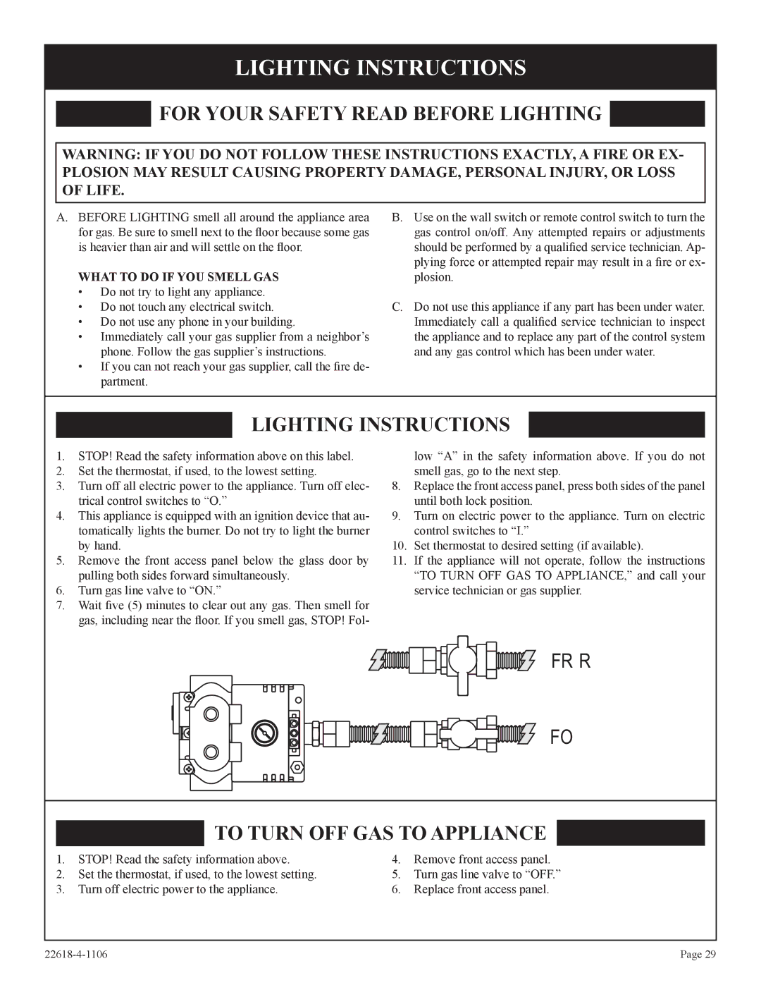 GN National Electric CP, PV-28SV50, PV-28SV55, GN, BP)-1, GP)-1 installation instructions For Your Safety Read Before Lighting 