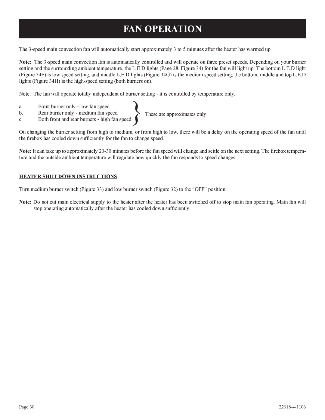 GN National Electric PV-28SV50, PV-28SV55, GN, BP)-1, GP)-1, CP installation instructions FAN Operation 