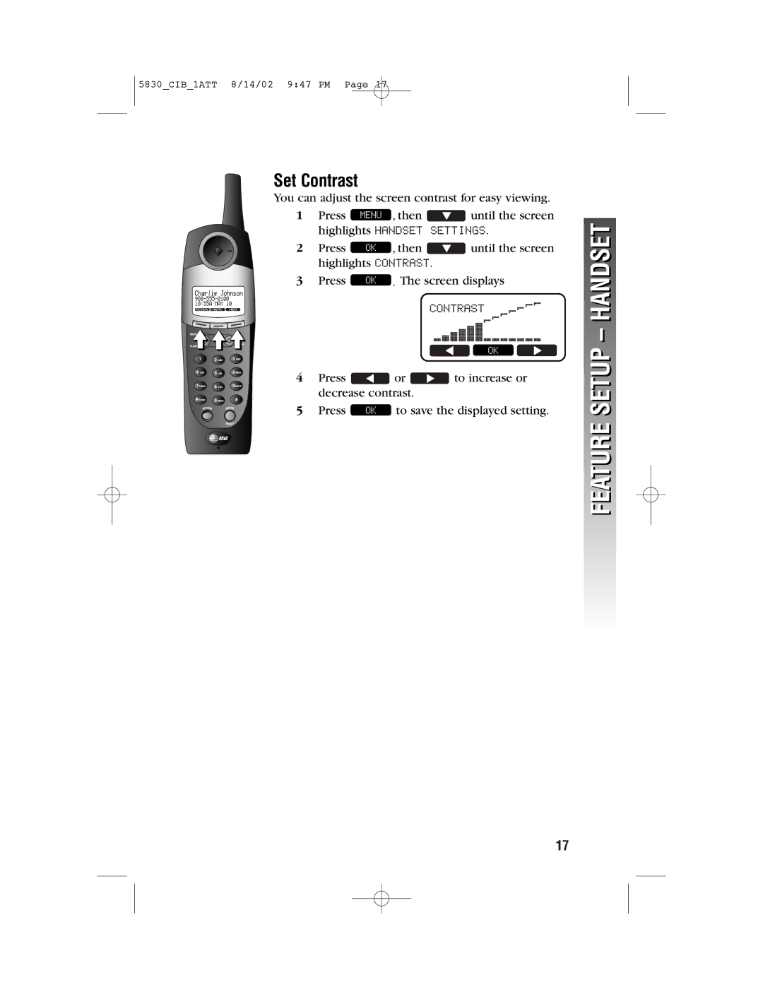 GN Netcom 5830 user manual Set Contrast 