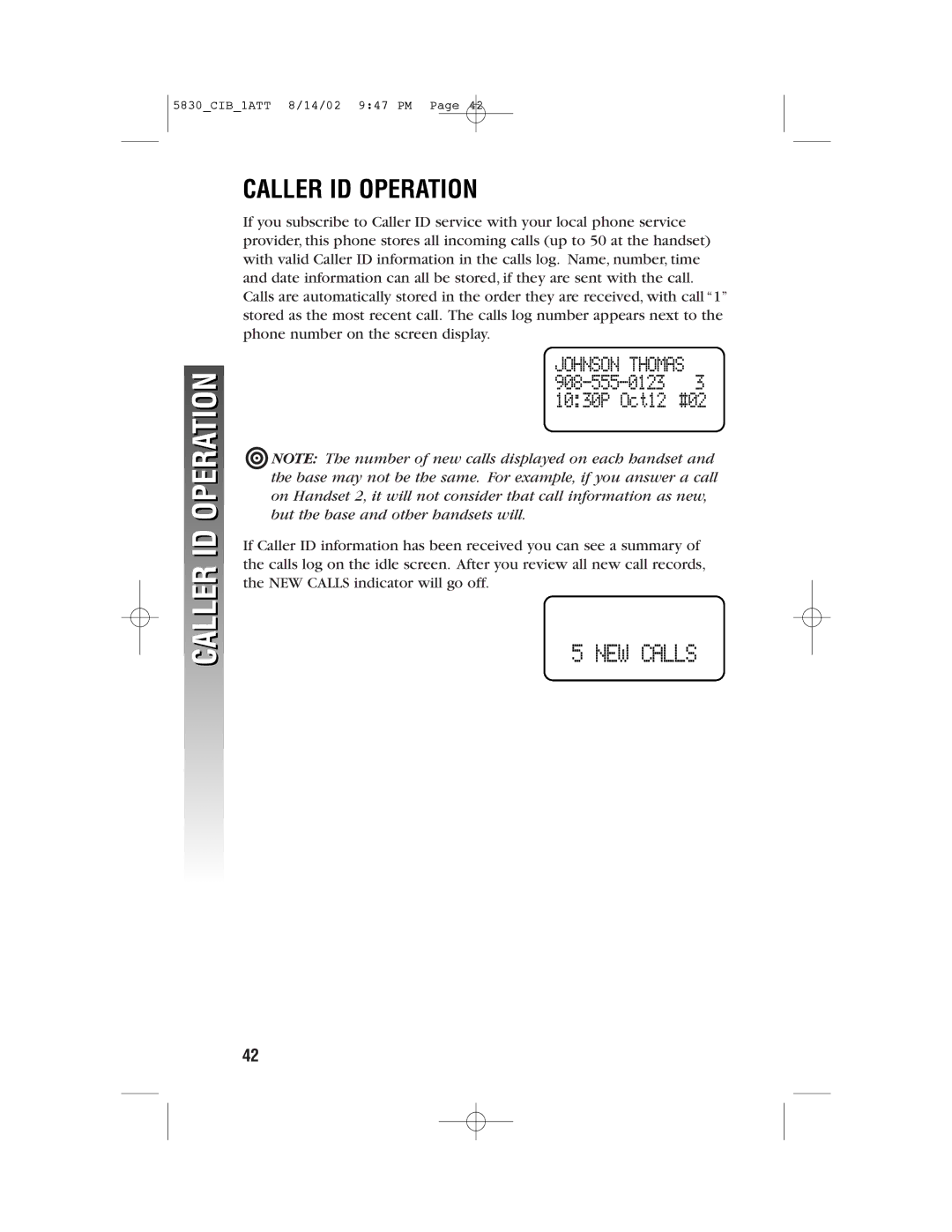 GN Netcom 5830 user manual Caller ID Operation 