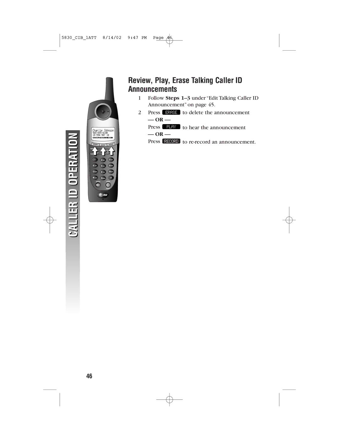 GN Netcom 5830 user manual Iii, Review, Play, Erase Talking Caller ID Announcements 