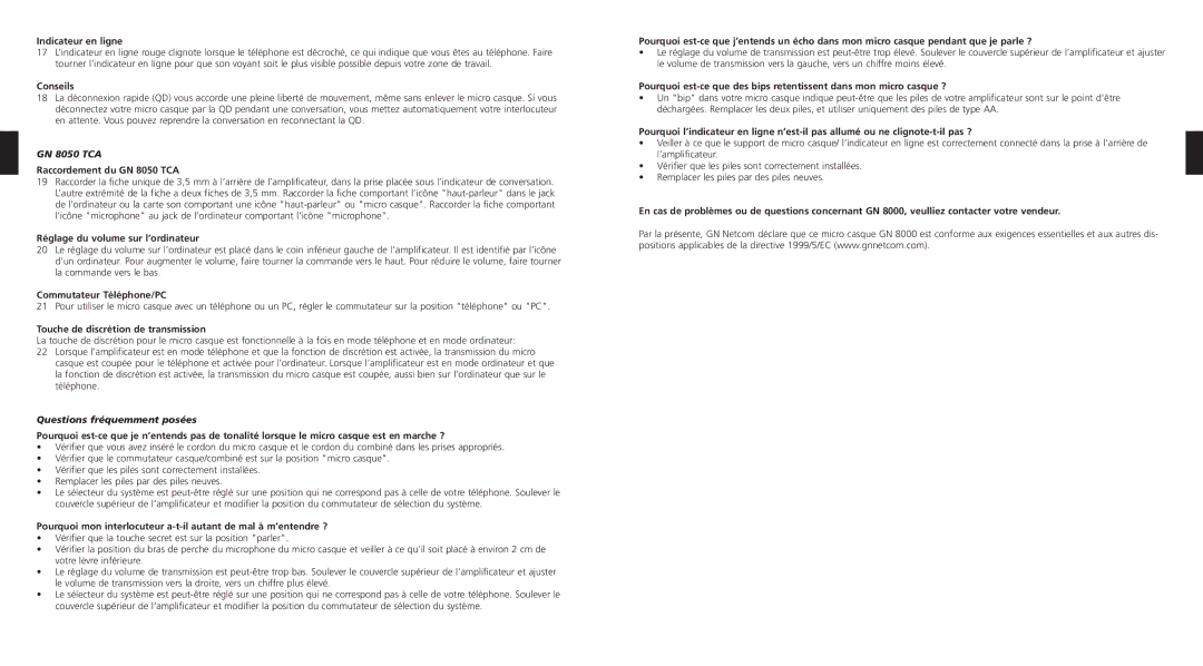 GN Netcom 8000 MPA manual Questions fréquemment posées 