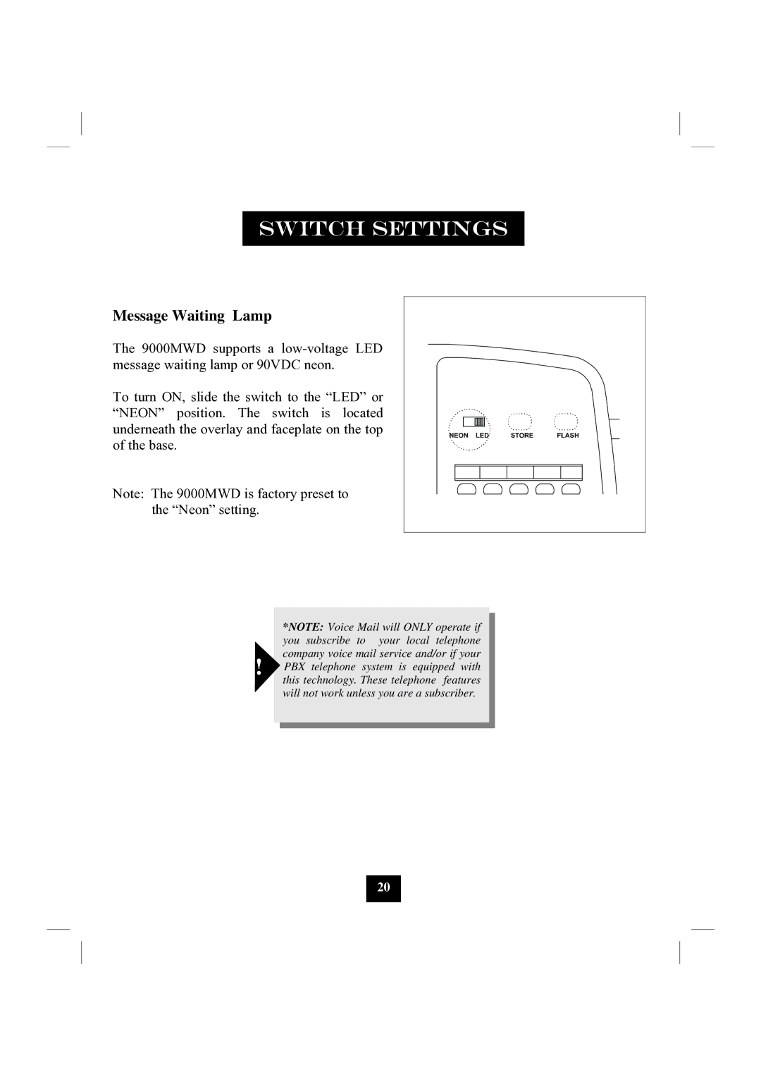 GN Netcom 9000MWD manual Message Waiting Lamp 