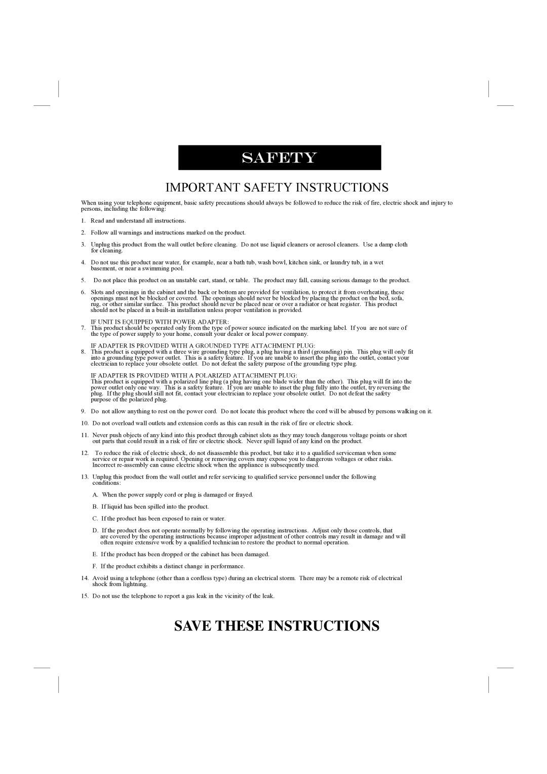 GN Netcom 9000MWD manual Important Safety Instructions 