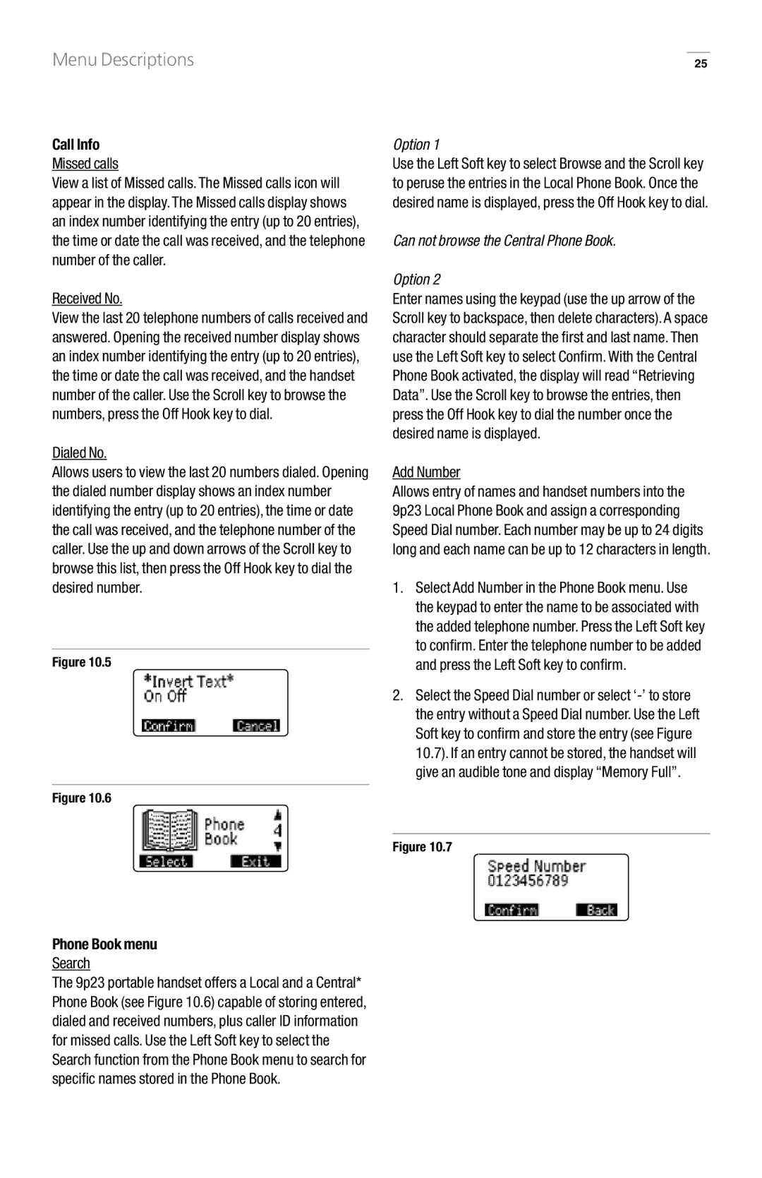 GN Netcom 9p23 manual Can not browse the Central Phone Book Option 