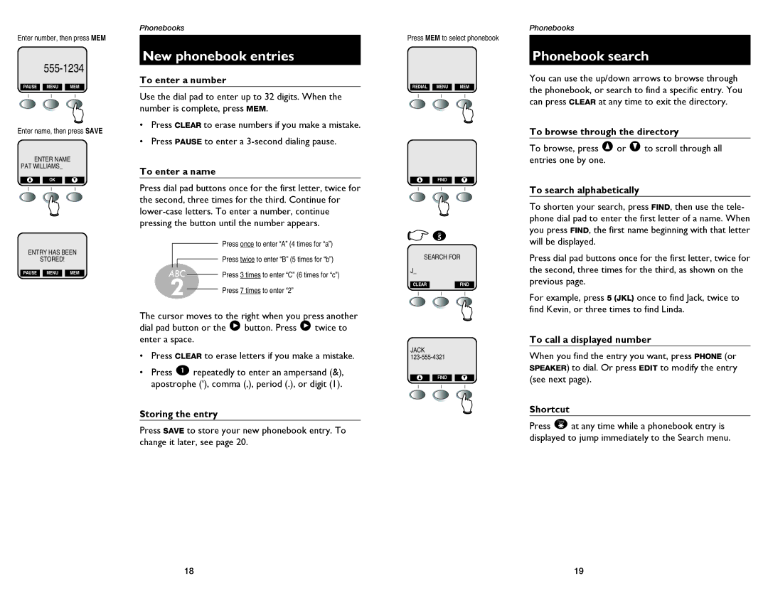 GN Netcom E2555 user manual New phonebook entries, Phonebook search 