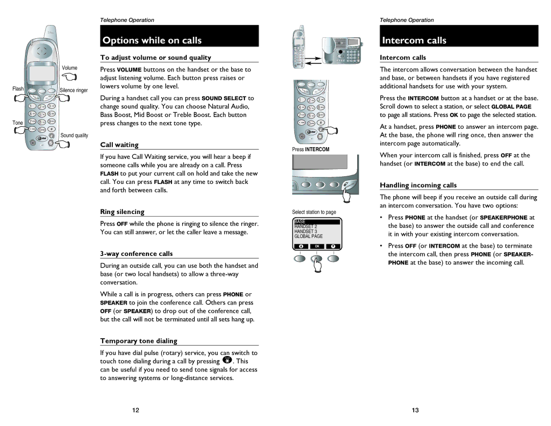 GN Netcom E2555 user manual Options while on calls, Intercom calls 