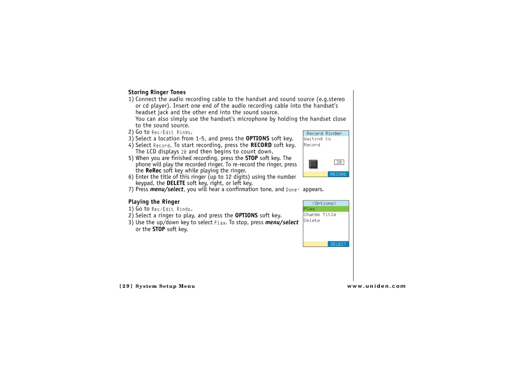 GN Netcom ELT 560 owner manual Storing Ringer Tones, Playing the Ringer 