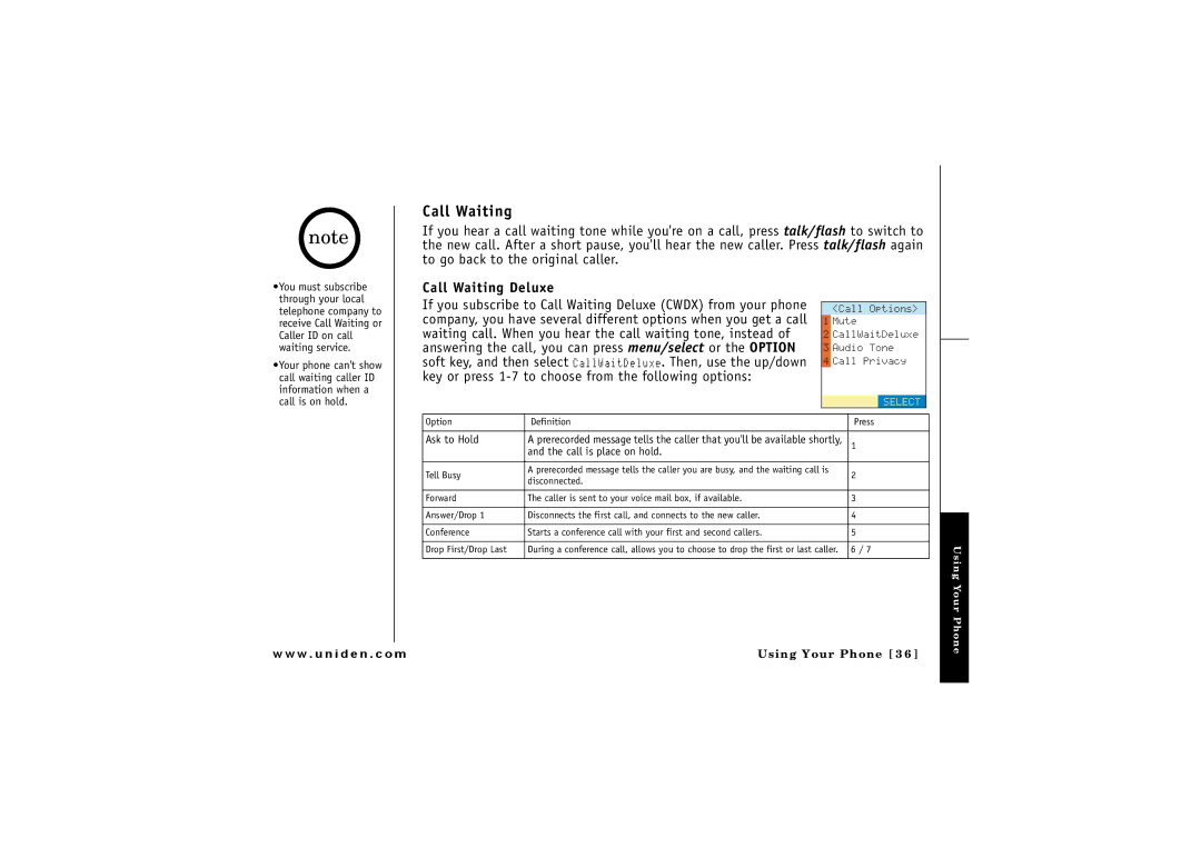 GN Netcom ELT 560 owner manual Call Waiting Deluxe 