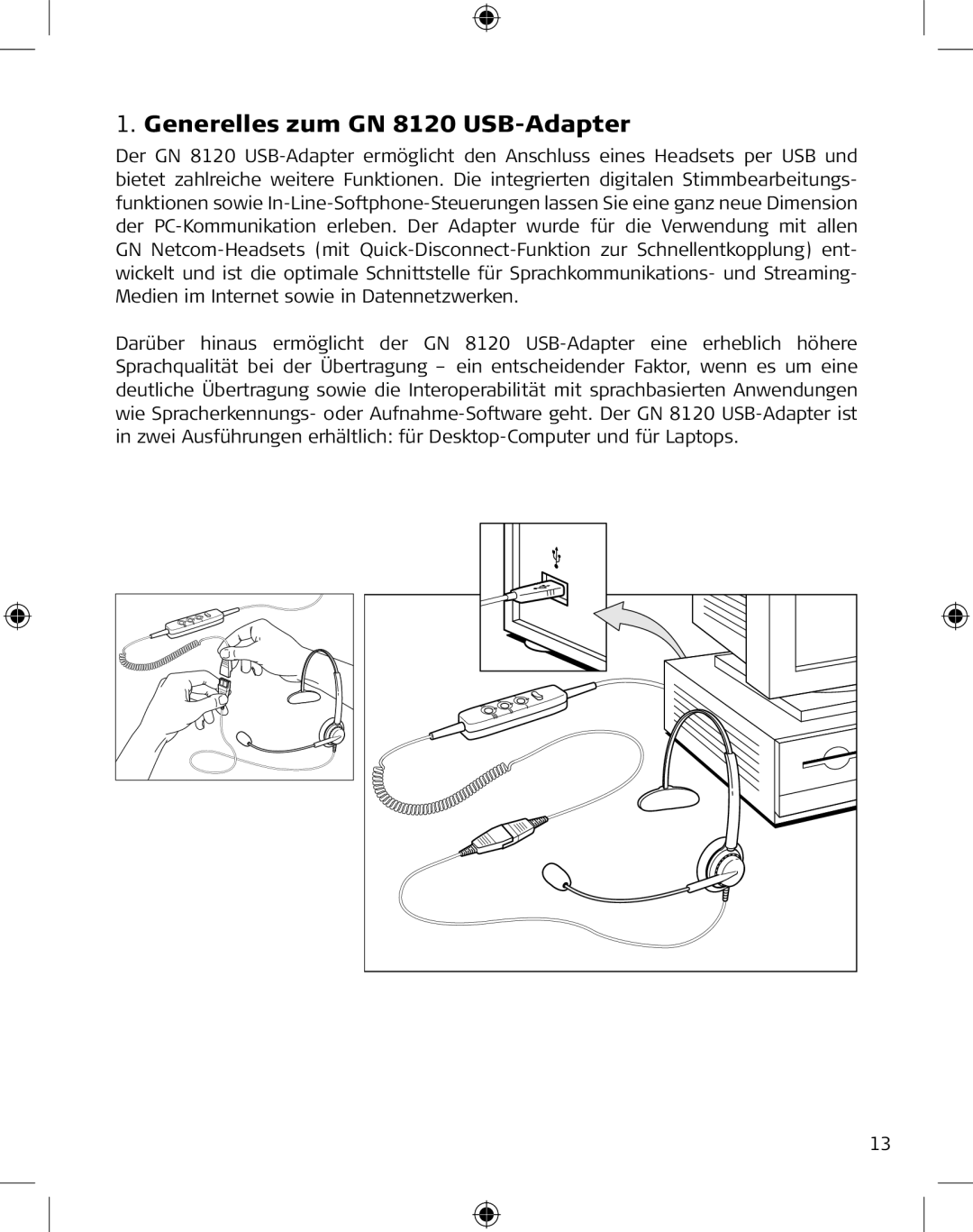 GN Netcom manual Generelles zum GN 8120 USB-Adapter 