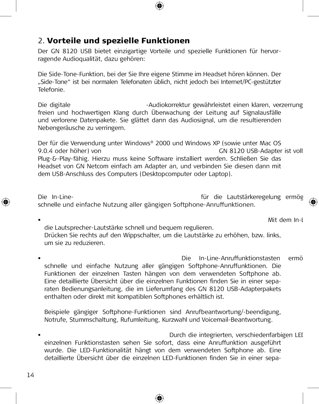 GN Netcom GN 8120 manual Vorteile und spezielle Funktionen, In-Line-Funktionssteuerungen 