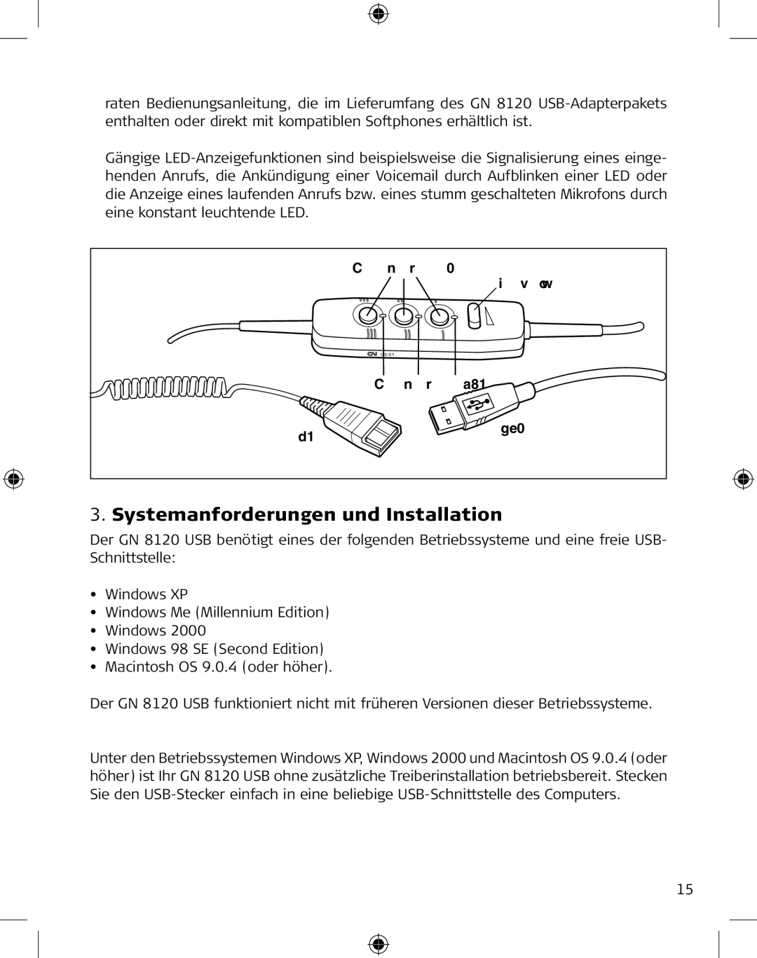 GN Netcom GN 8120 manual Systemanforderungen und Installation, Windows XP, Windows 2000 und Macintosh OS 9.0.4 oder höher 