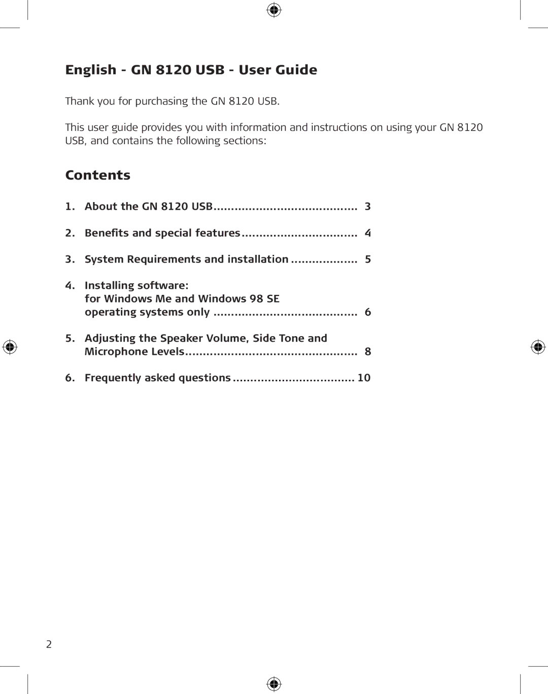 GN Netcom manual English GN 8120 USB User Guide, Contents 