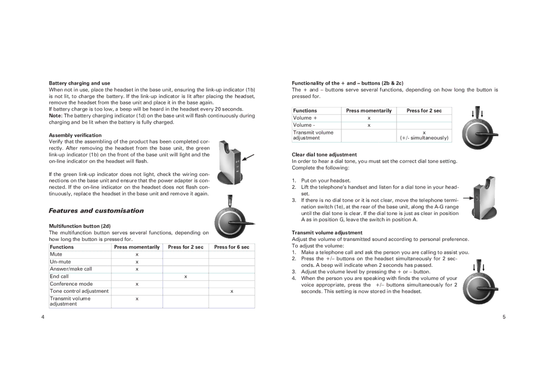 GN Netcom GN 9120 manual Features and customisation 