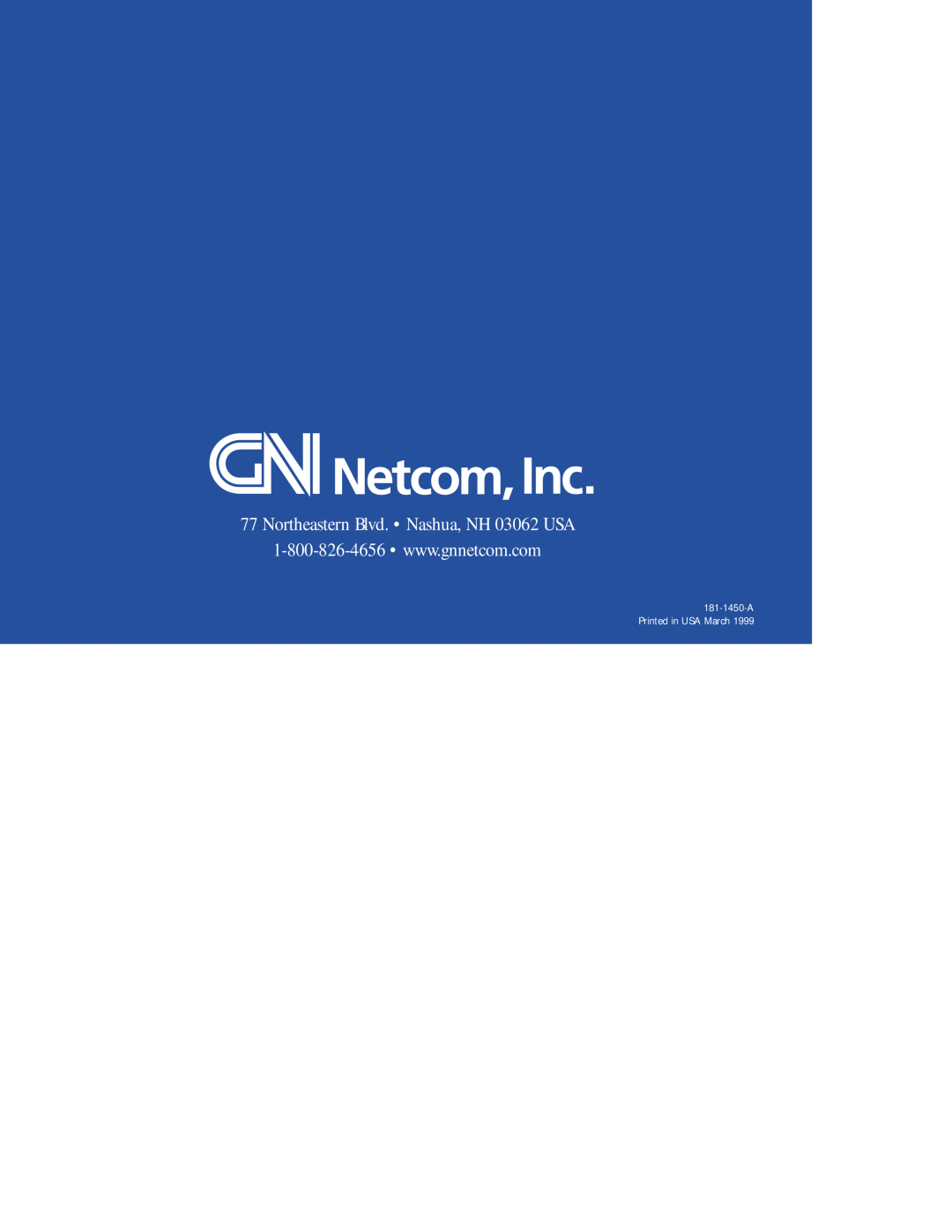 GN Netcom OG-II manual Northeastern Blvd. Nashua, NH 03062 USA 