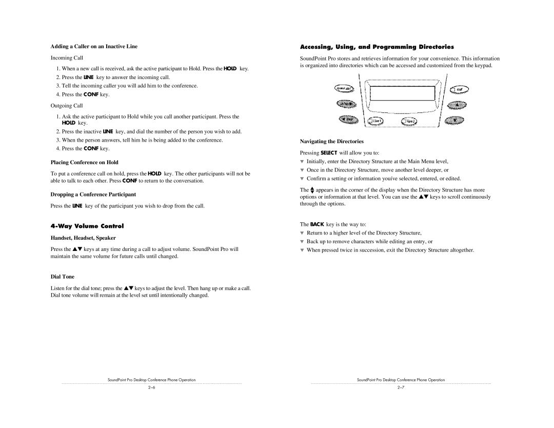 GN Netcom SE-220 installation instructions Way Volume Control, Accessing, Using, and Programming Directories 